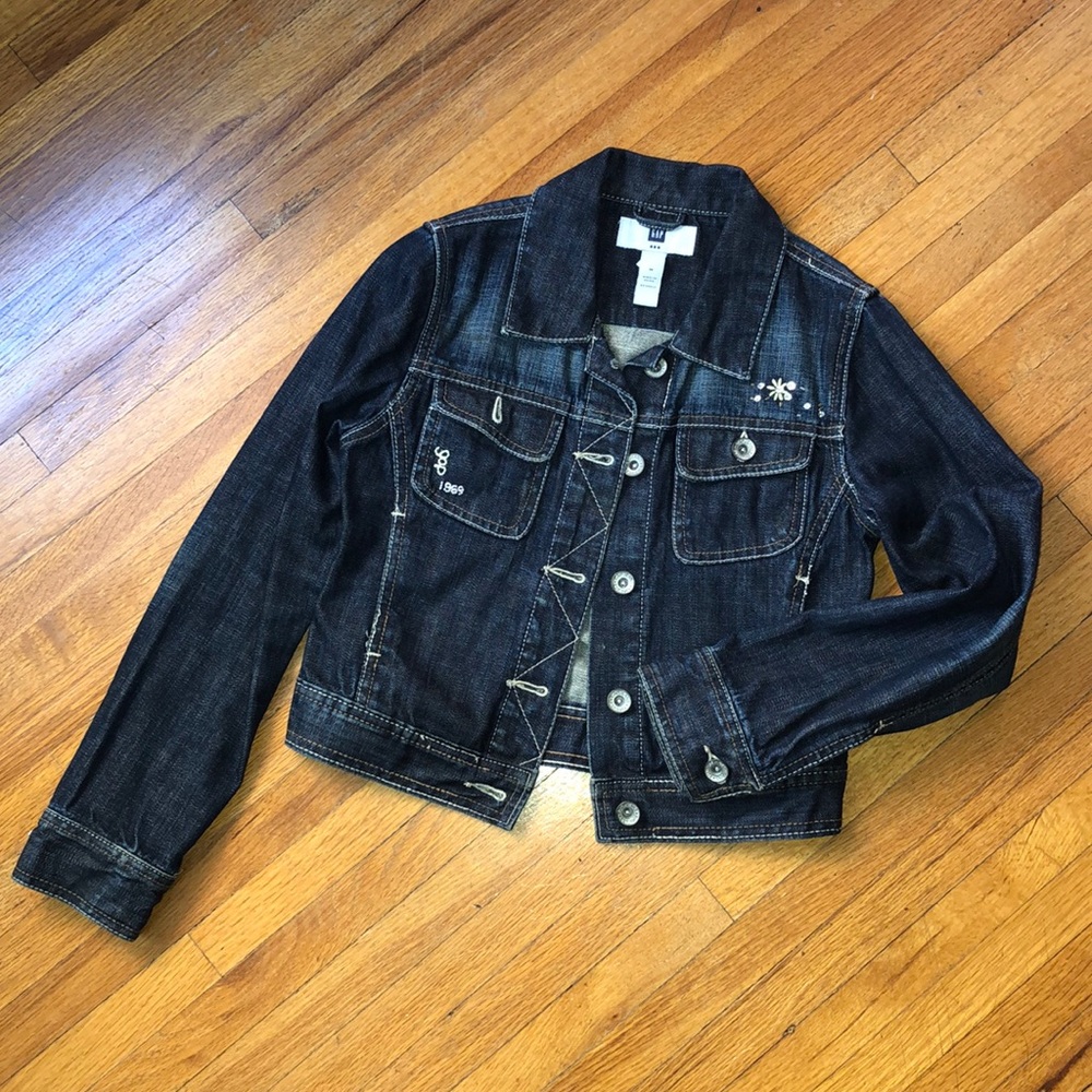 Girls gap dark denim jean jacket